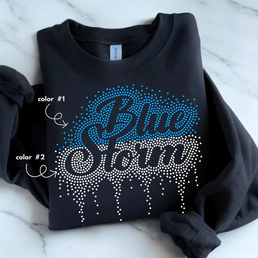Blue Storm Ombre Drip Spangle Design