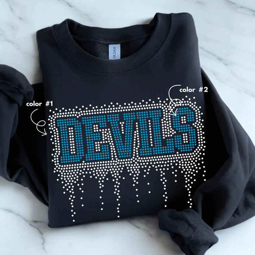Devils Athletic Drip Spangle Design