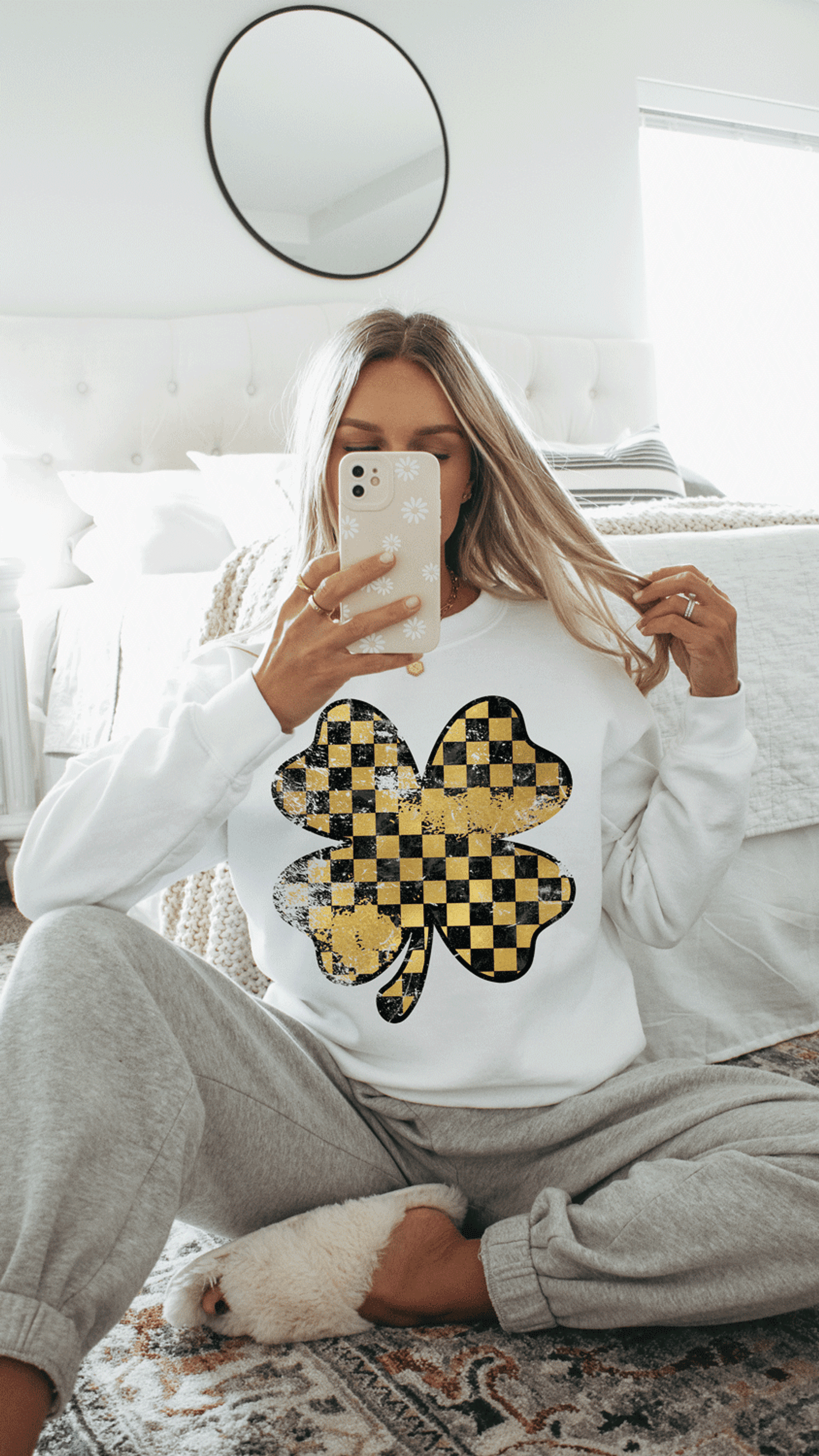 Distressed Checkered Shamrock Black