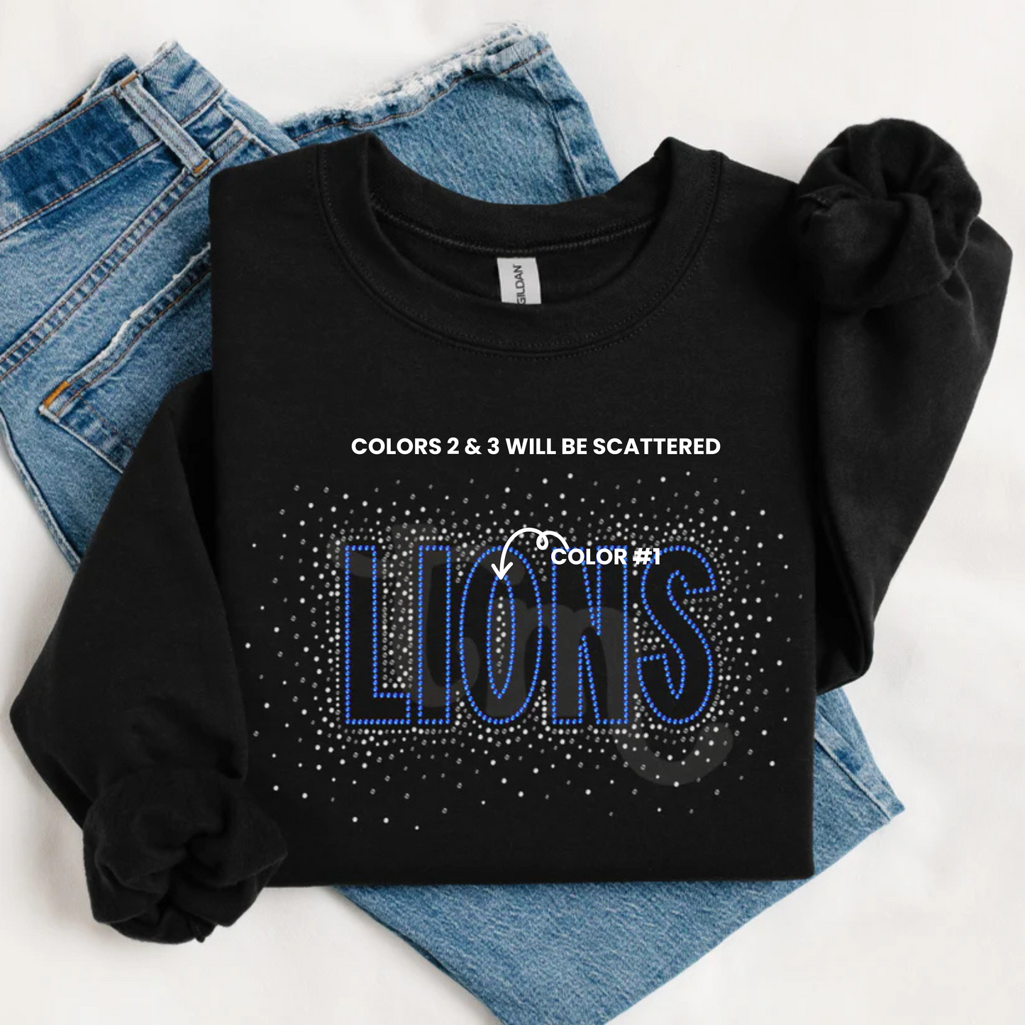 Lions Scattered Snow Font Spangle Design