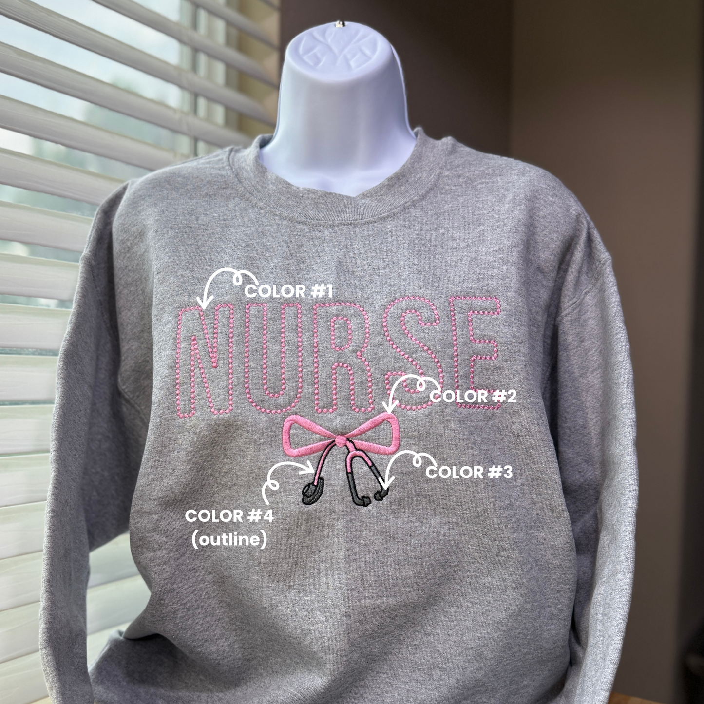 Nurse + Stethoscope Bow Embroidered Design