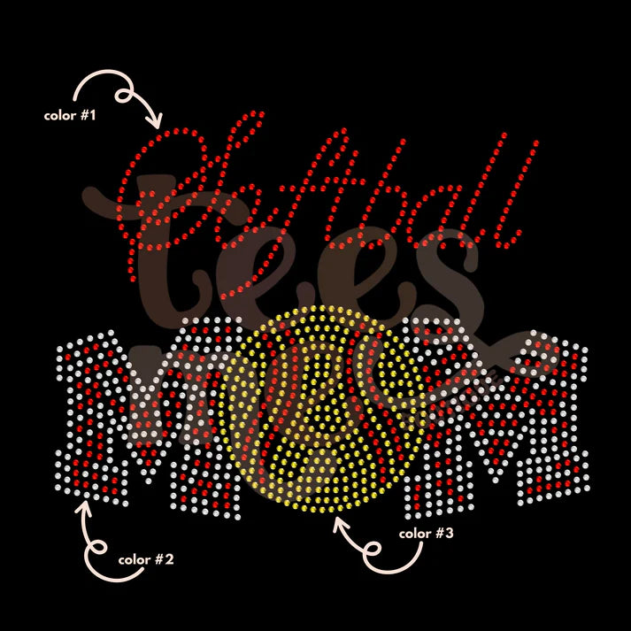 Softball Mom 3 Color Spangle Design