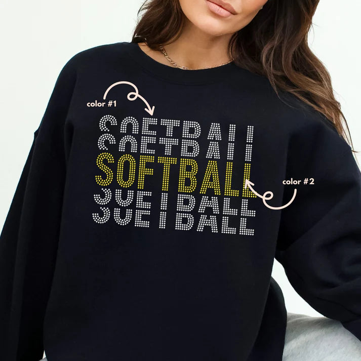 Stacked Softball Two Color Spangle Design