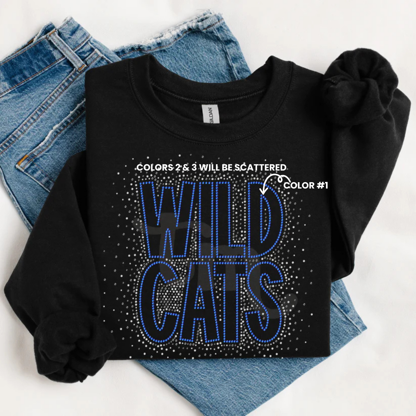 Wildcats Scattered Snow Font Spangle Design