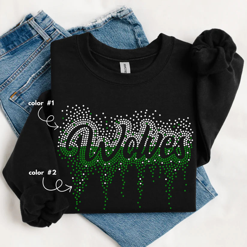Wolves Ombre Drip Spangle Design