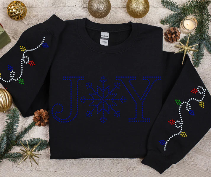 Winter Joy with String Light Sleeves Spangle Design - Blue