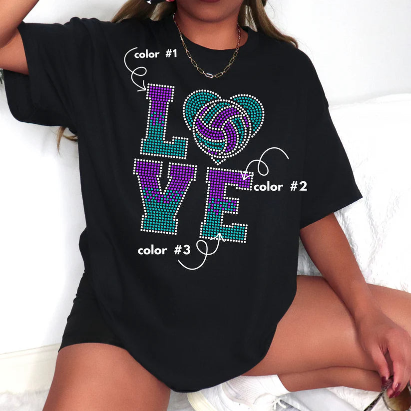 Love Heart Volleyball Spangle Design