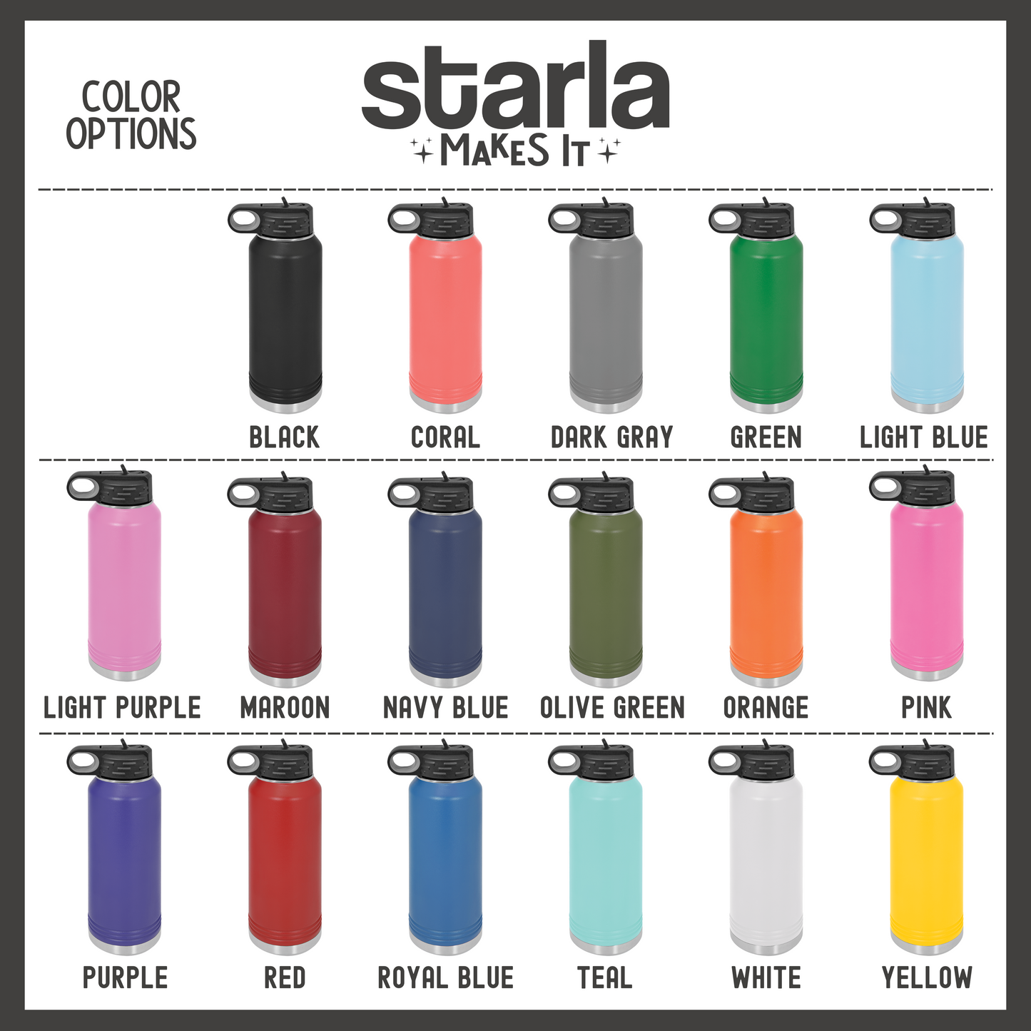 Engraved 32oz Water Bottle - Personalized - Multiple Fonts & Water Bottle Colors to Choose From (Made-to-Order)