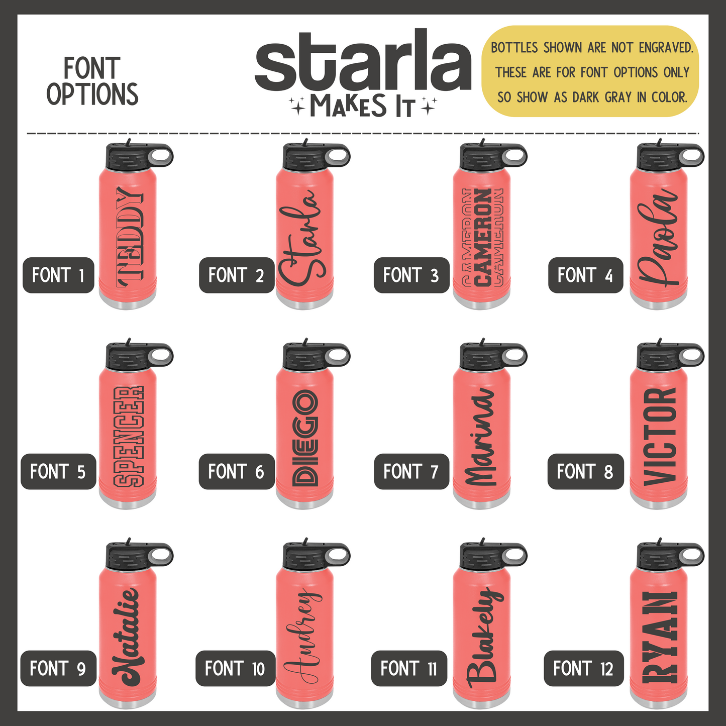 Engraved 32oz Water Bottle - Personalized - Multiple Fonts & Water Bottle Colors to Choose From (Made-to-Order)