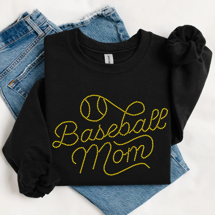 Baseball Mom Script Spangle Design