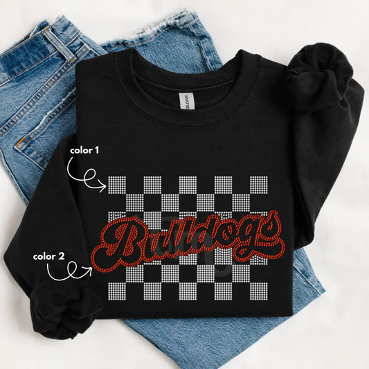 Bulldogs Retro Checkered Spangle Design