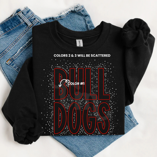 Bulldogs Scattered Snow Font Spangle Design