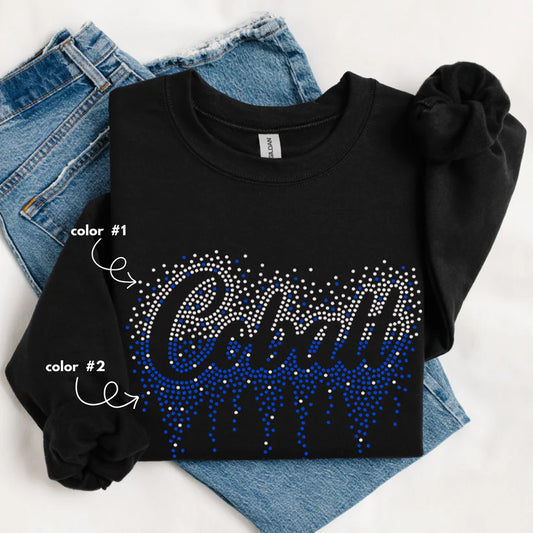 Cobalt Ombre Drip Spangle Design