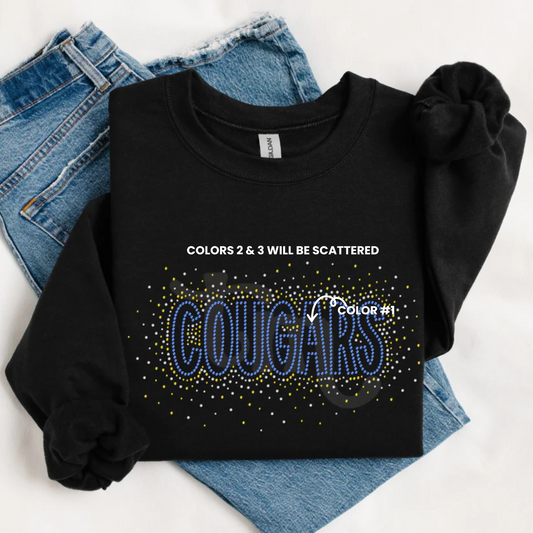 Cougars Scattered Snow Font Spangle Design