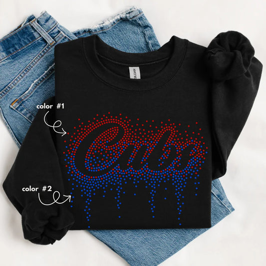 Cubs Ombre Drip Spangle Design