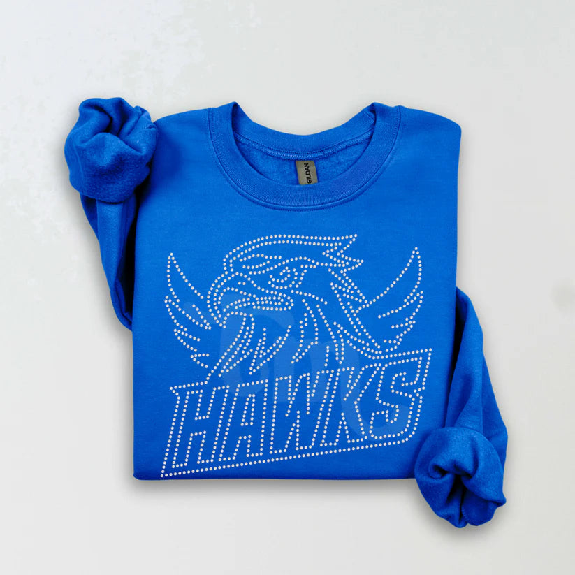 Hawks w/ Mascot Name Spangle Design