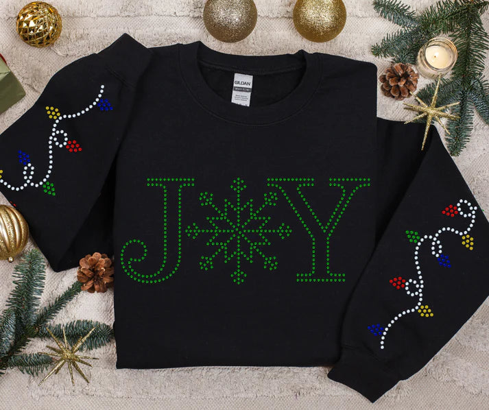Winter Joy with String Light Sleeves Spangle Design - Emerald