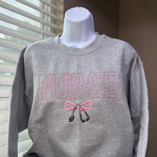 Nurse + Stethoscope Bow Embroidered Design