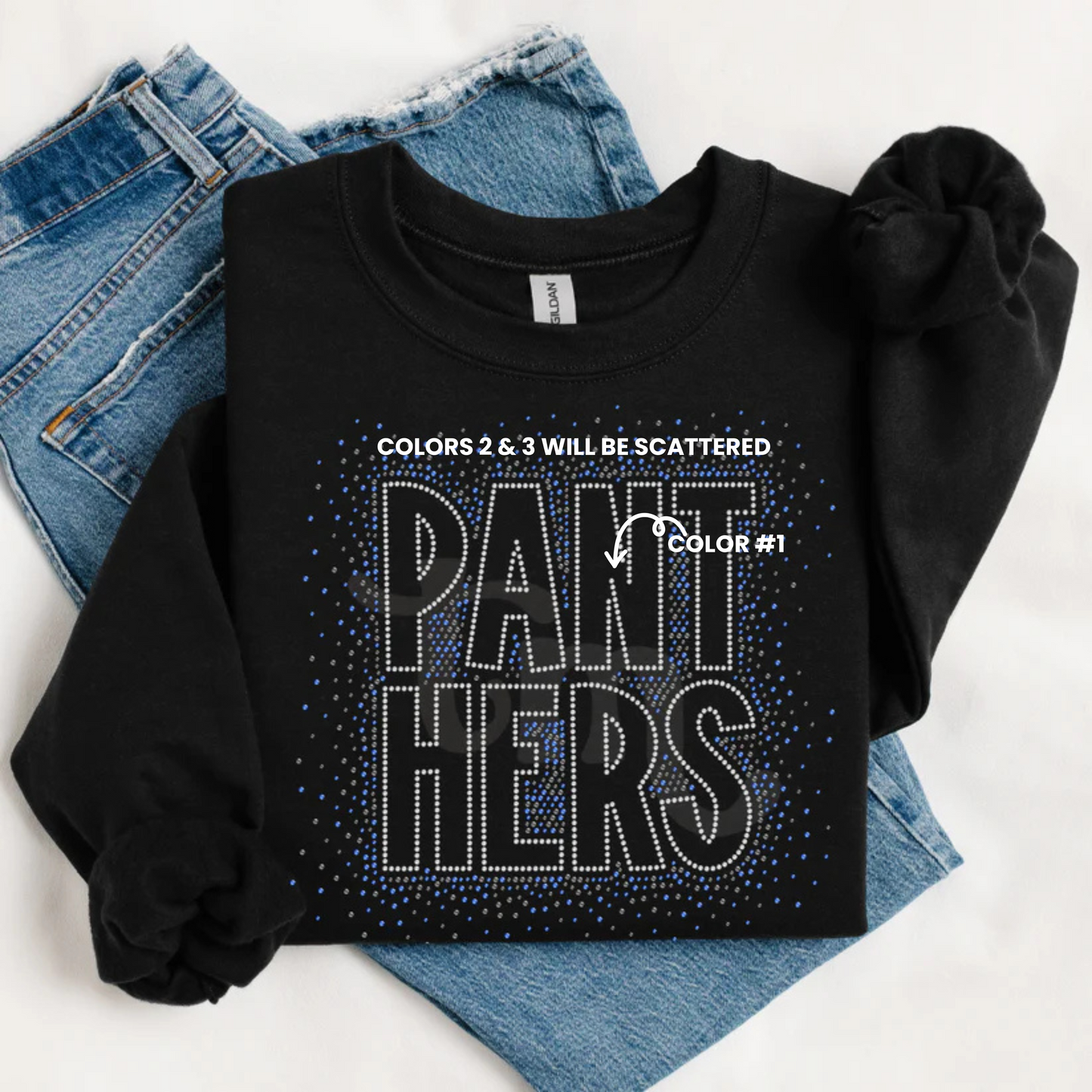 Panthers Scattered Snow Font Spangle Design