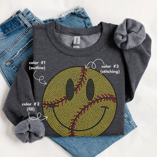 Softball Happy Face Spangle Design